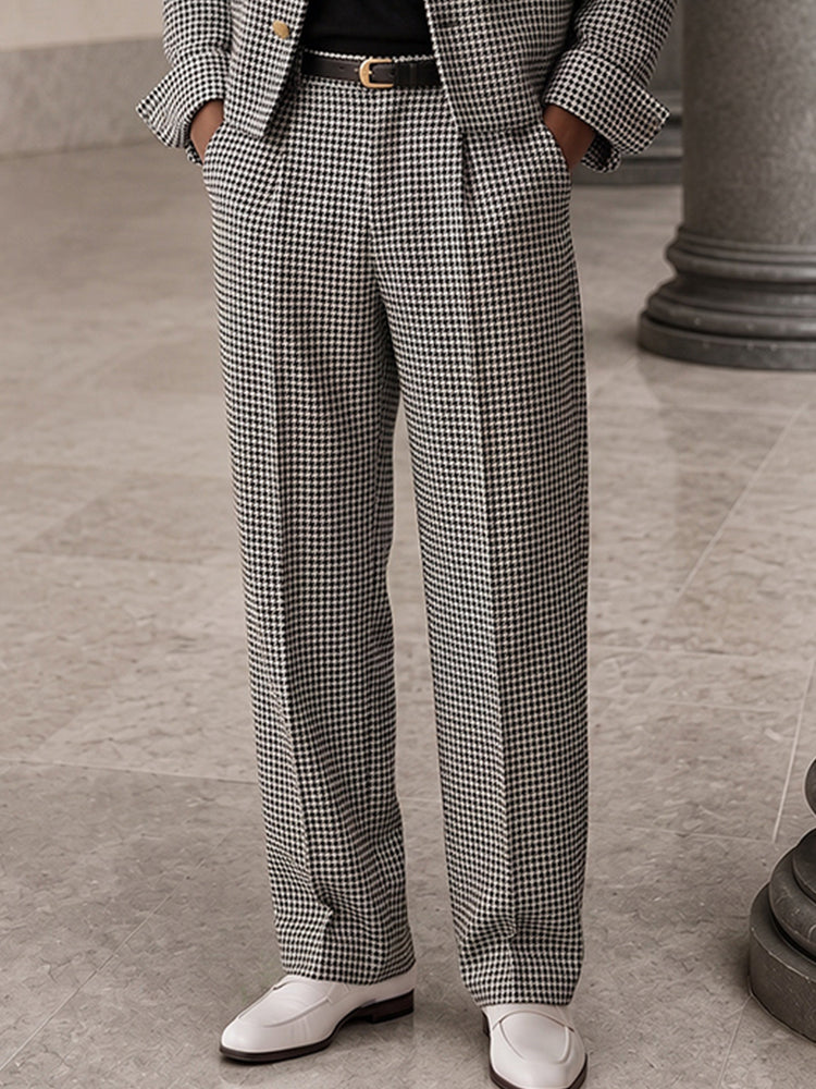 Conjunto de Traje de Pata de Gallo Vintage para Caballero