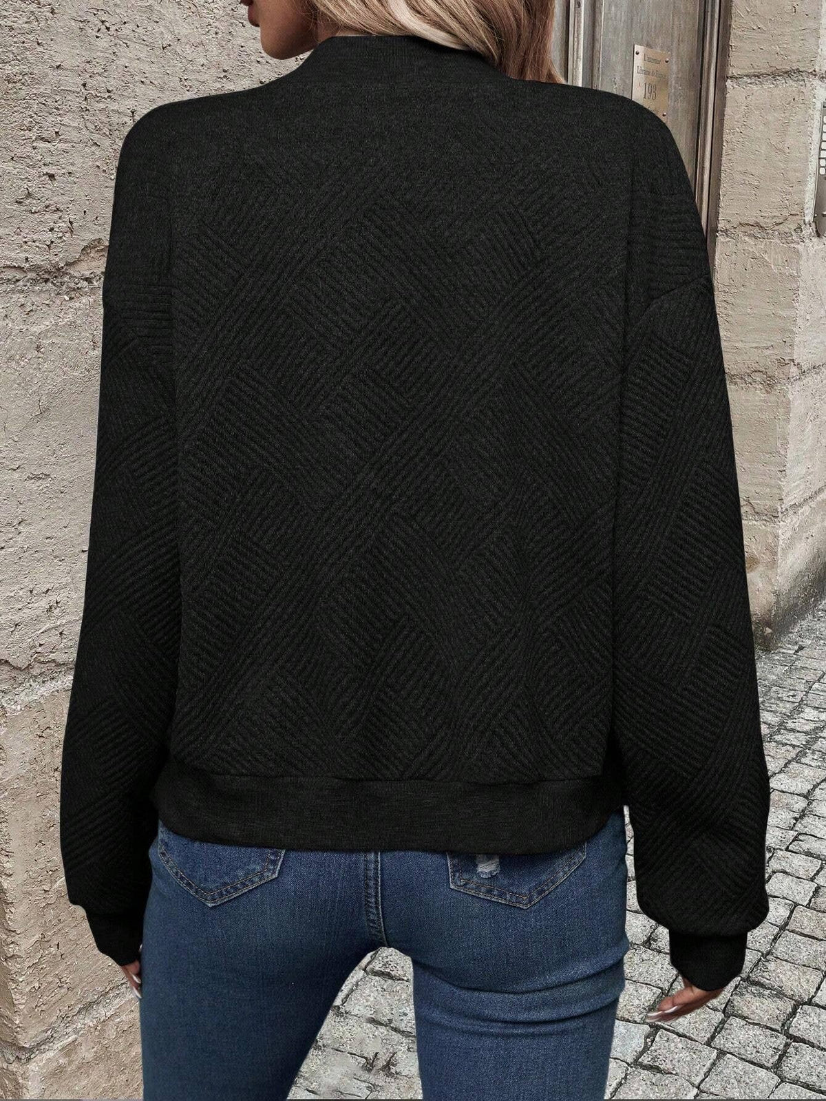 Cazadora Bomber Ligera Texturizada con Cremallera para Mujer