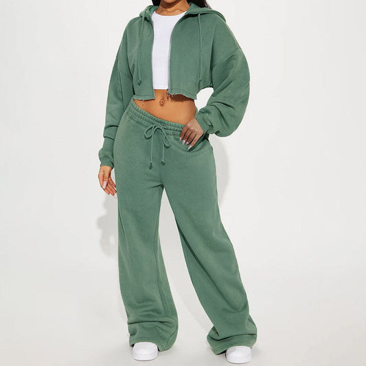 Conjunto informal de sudadera con capucha y pantalón de chándal holgado