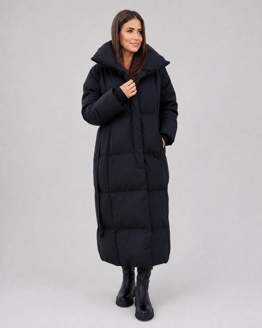 Cómoda chaqueta acolchada larga de invierno para mujer