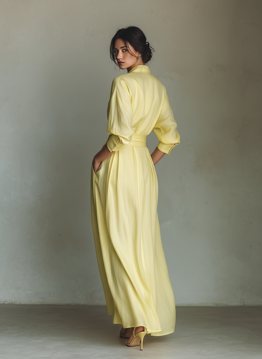 Anisha™ - Vestido Camisero Maxi de Lino de Verano