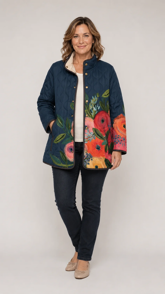 Amaya | Chaqueta Acolchada con Estampado Floral Vintage